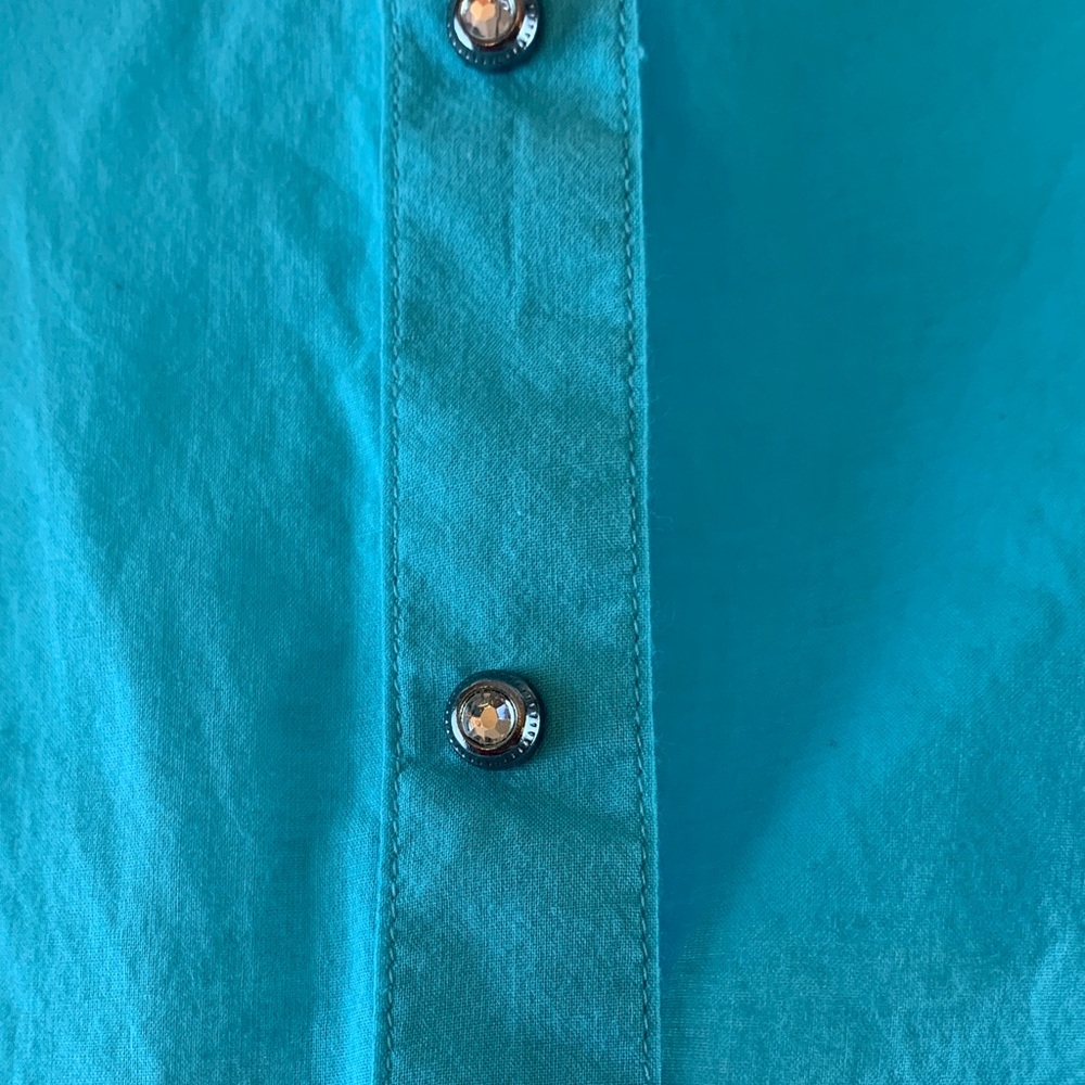 Ariat blue women’s collared shirt sz L studs western country coastal cowgirl - Picture 9 of 9